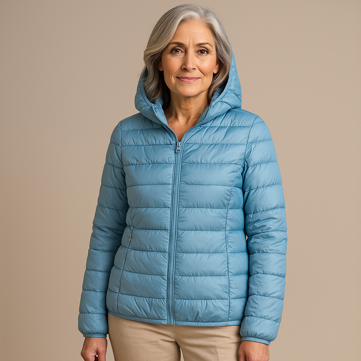 Emma | Hooded Puffer Jacket - Heavenly Blue