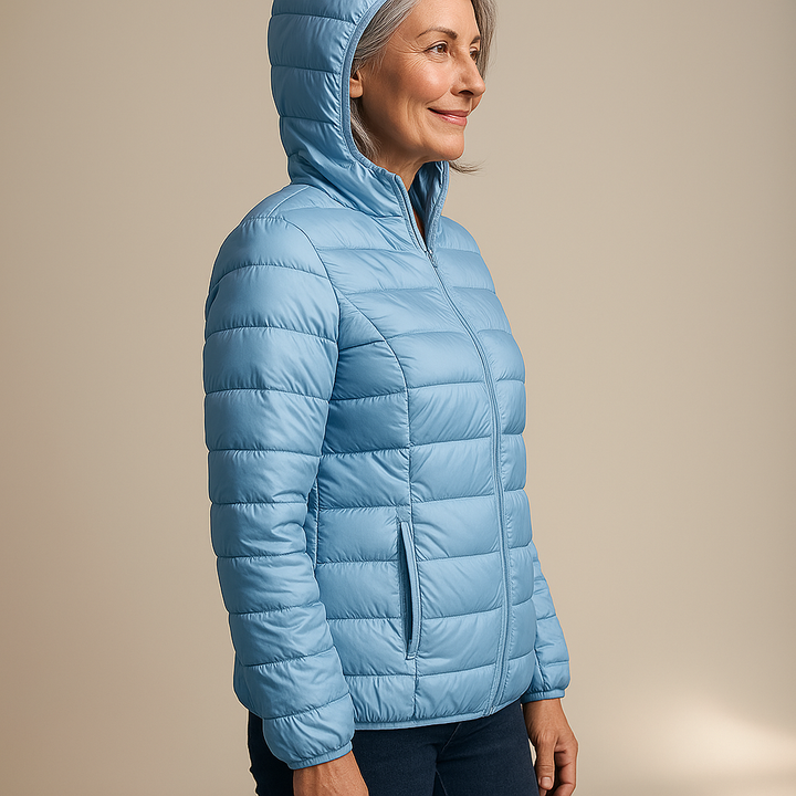 Emma | Hooded Puffer Jacket - Heavenly Blue
