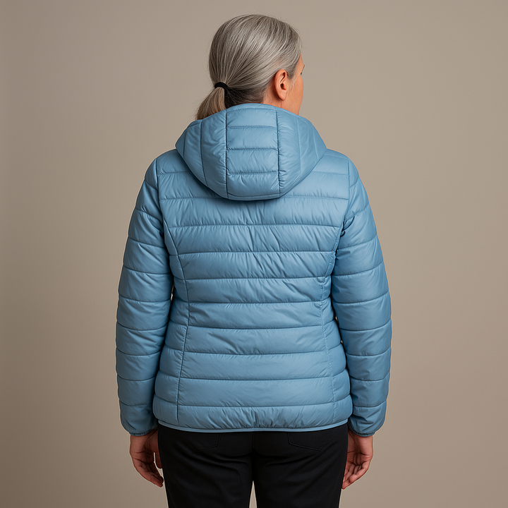 Emma | Hooded Puffer Jacket - Heavenly Blue