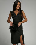 Isa Dress with V-Neck and Slit