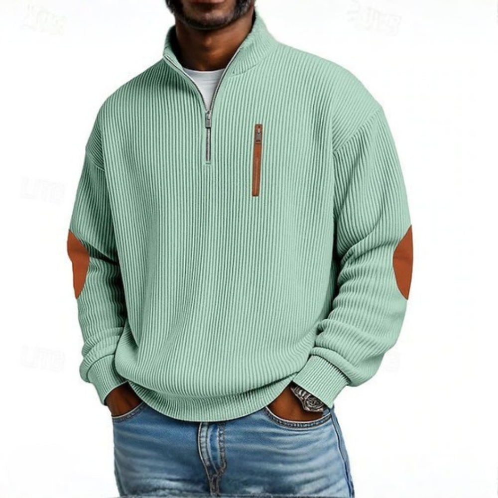 Logan | Elegant Half-Zip Ribbed Pullover