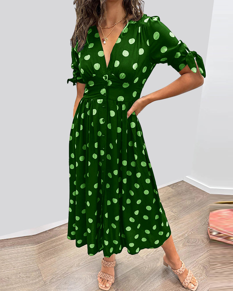 Monique™ | Elegant Polka Dot Dress