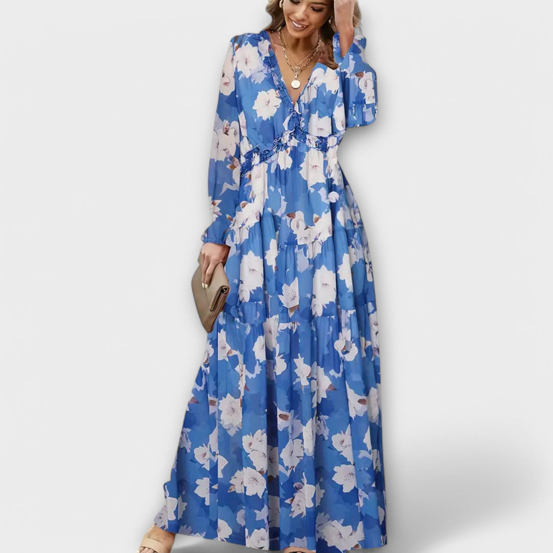 Elle | Floral V-Neck Maxi Dress