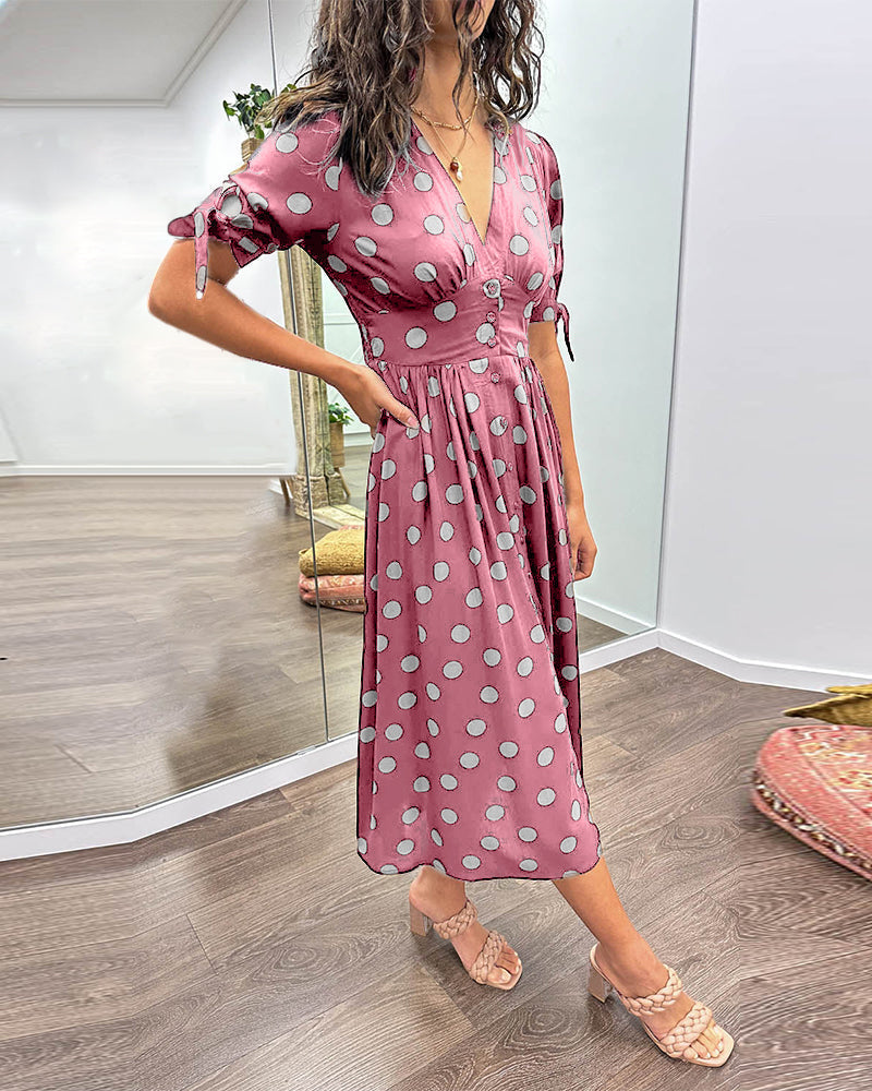 Monique™ | Elegant Polka Dot Dress