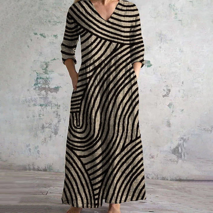 Elisa | V-Neck Striped Pattern Dress