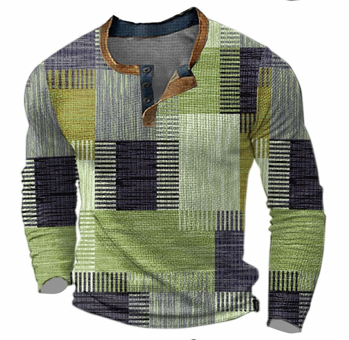 Brian™ | Stylish Henley shirt with geometric pattern
