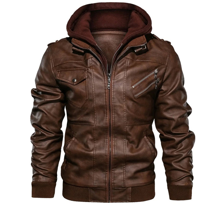 Jacob - Men's Leather Jacket with Hood
