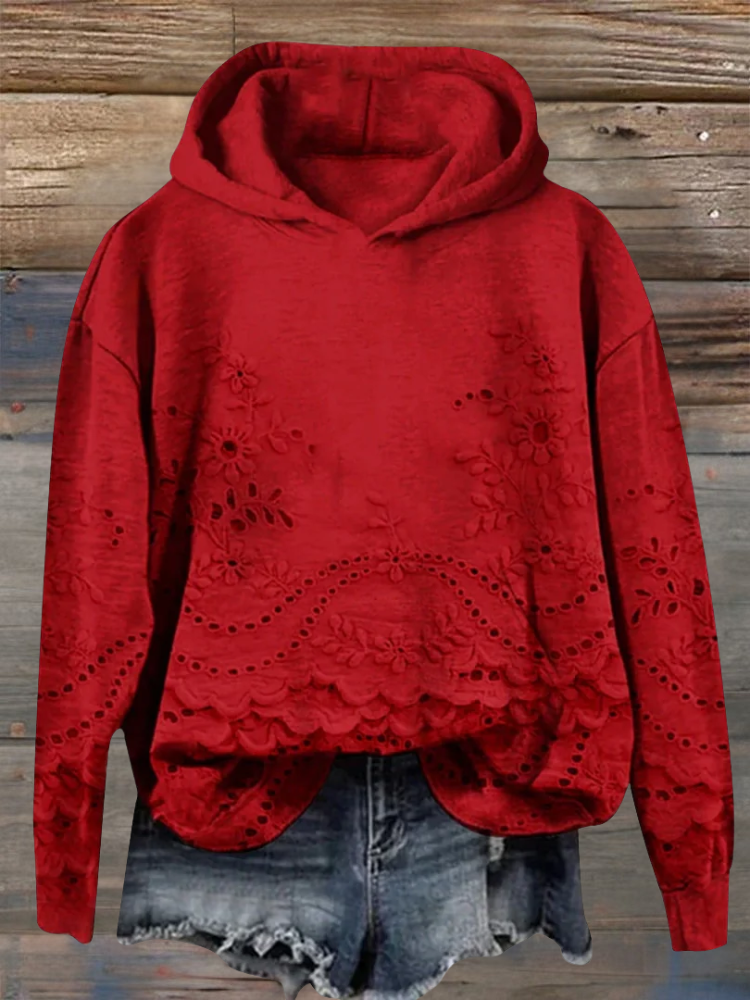 Rosa™ | Lace-Trim Charm Hoodie