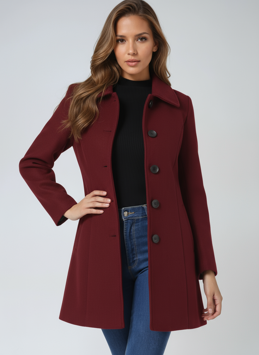 Rose Fit and Flare Button Jacket | Tailored Elegance with Effortless Movement