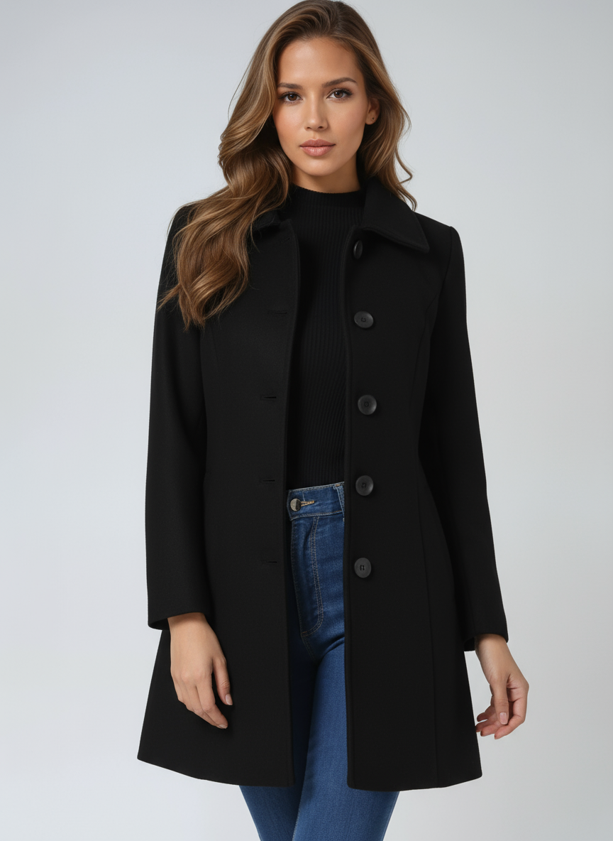 Rose Fit and Flare Button Jacket | Tailored Elegance with Effortless Movement