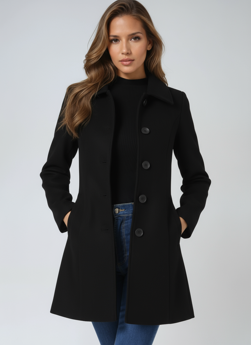 Rose Fit and Flare Button Jacket | Tailored Elegance with Effortless Movement
