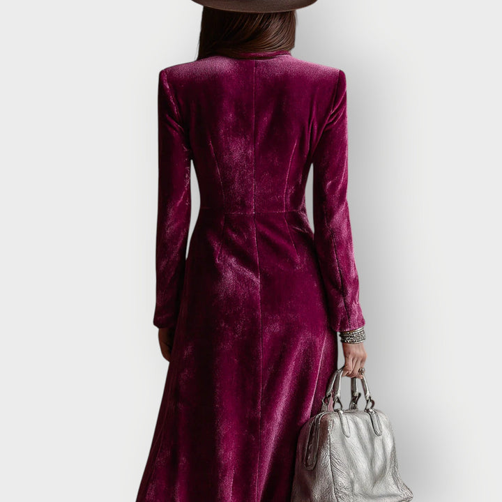 Vera - Luxe Double-Breasted Velvet Maxi Dress