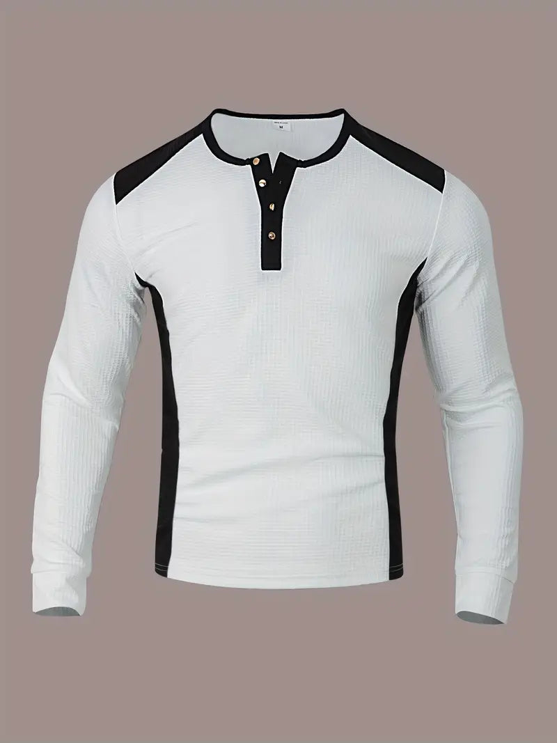 Kyran - Waffle Long Sleeve Henley Shirt