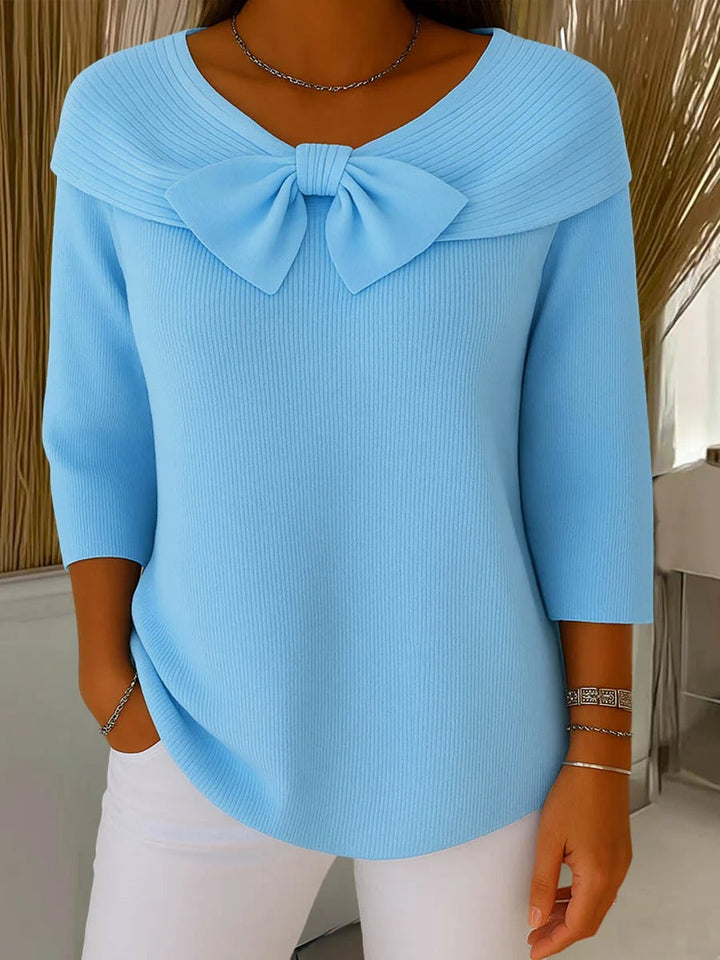 Serenna – Women's Sweater with Bow and Round Neckline