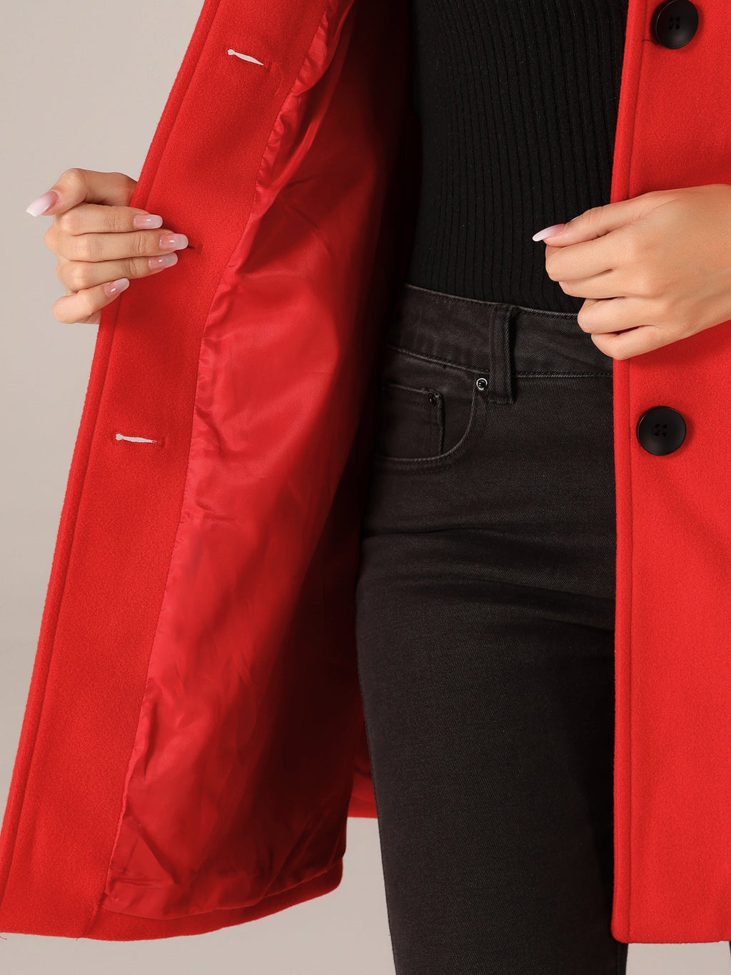 Rose Fit and Flare Button Jacket | Tailored Elegance with Effortless Movement